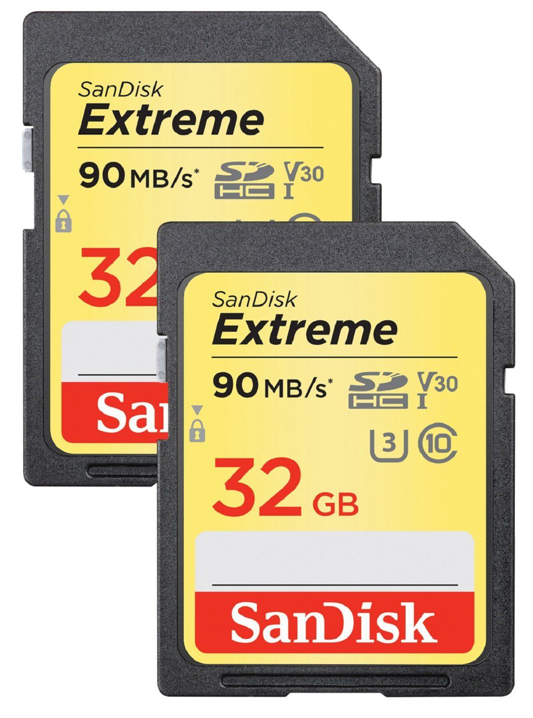 SanDisk 32GB Extreme V30 SD Card (SDHC) UHS-I U3 - 90MB/s - 2 Pack