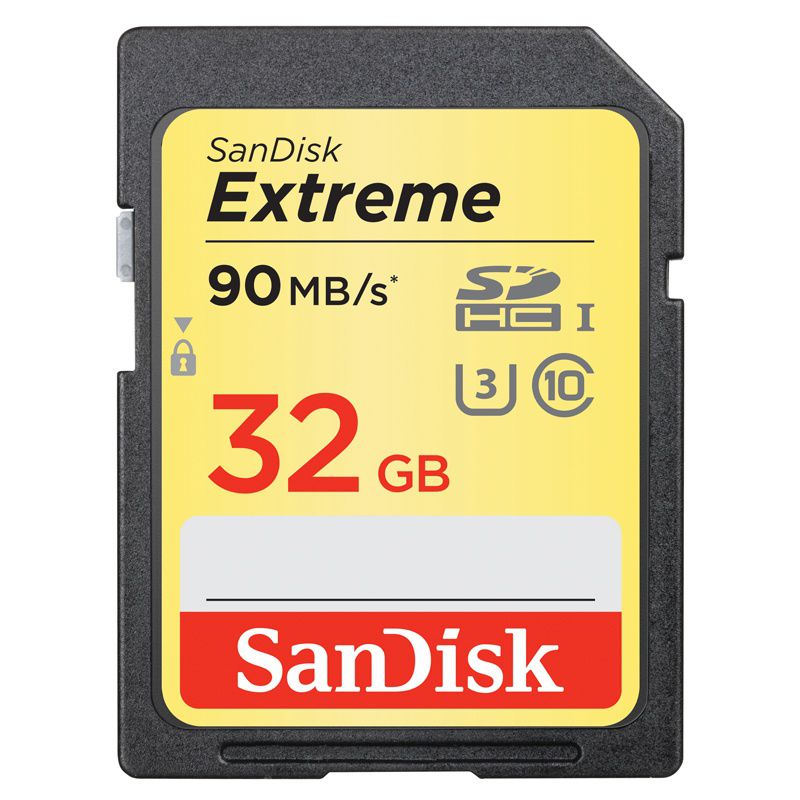 SanDisk 32GB Extreme SD V30 Card (SDHC) UHS-I U3 - 90MB/s