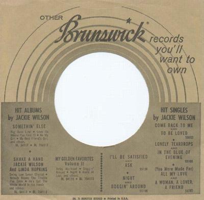 Usa Original Company 45 Sleeve/ Jackie Wilson Discography List