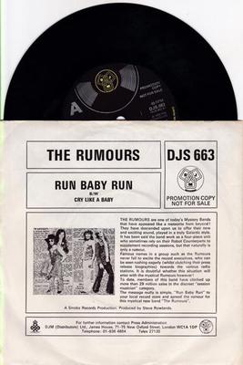 Image for Run Baby Run (back Into My Arms)/ Cry Like A Baby