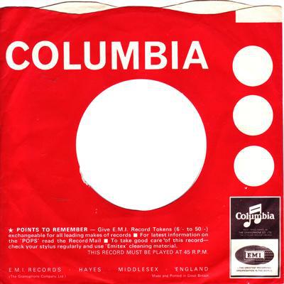 Columbia Uk Original Sleeve 1966 To 1968/ Original Uk Company Sleeve