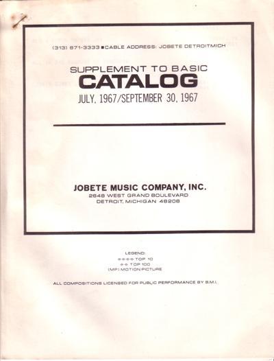 Jobete Music Company July To Sept.1967/ 18 Page Supplement