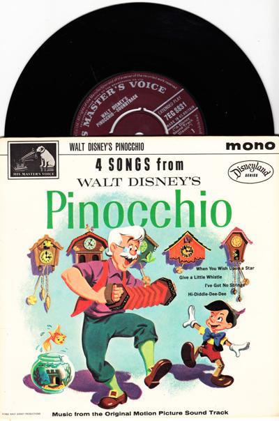 Walt Disney Presents Pinocchio/ 1962 Uk 4 Track Ep With Cover