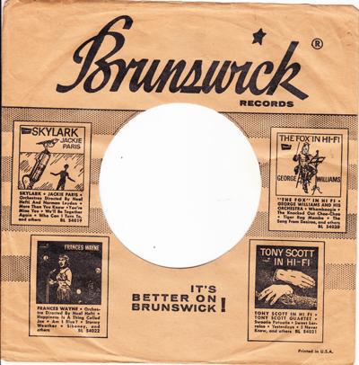 Brunswick 1952 - 53 Original Usa Sleeve/ Original Company Sleeve