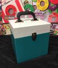 Image for 50 Count Teal & White Vinyl Finish/ 50 Count Replica Record Box