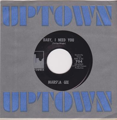 Marsha Gee - Baby, I Need You / I'll Never Be Free (Because I Love You So) - Uptown 704 machine stamped matrix