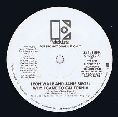 Leon Ware & Janis Siegel - Why I Came To California / Can I Touch You There - Elektra 7-69957 12" DJ