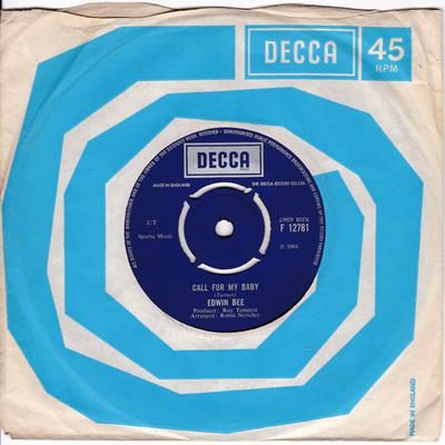 Edwin Bee - Call For My Baby / I've Been Loving You - Decca F 12781 sample copy sticker promo
