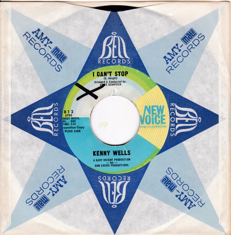 Kenny Wells - I Can't Stop / Isn't It Just A Shame - New Voice 812 DJ lbl rev.