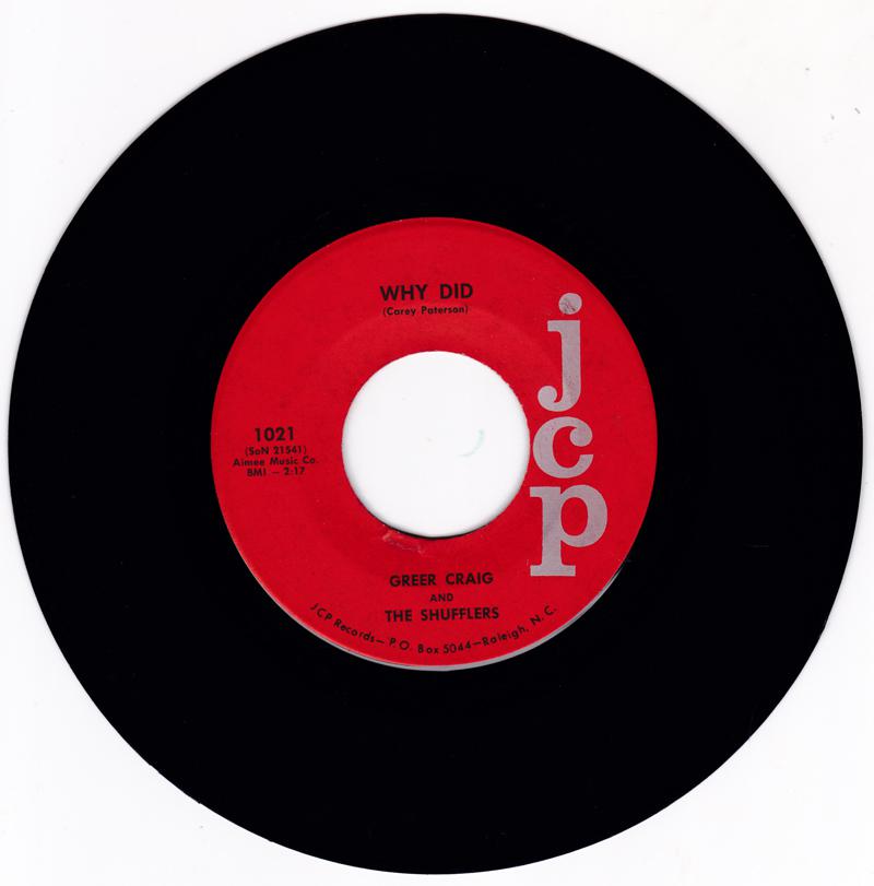 Greer Craig and the Shufflers ‎- Why Did / Don't Tell Me You're Sorry - JCP ‎1021