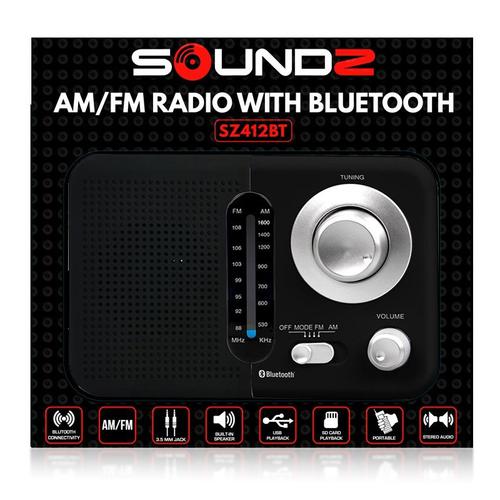 SoundZ BT USB SD AC/DC Portable Radio Black £14.93 Free Delivery