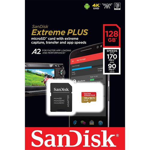 SanDisk 128GB Extreme Plus V30 Micro SD Card (SDXC) UHS-I ...