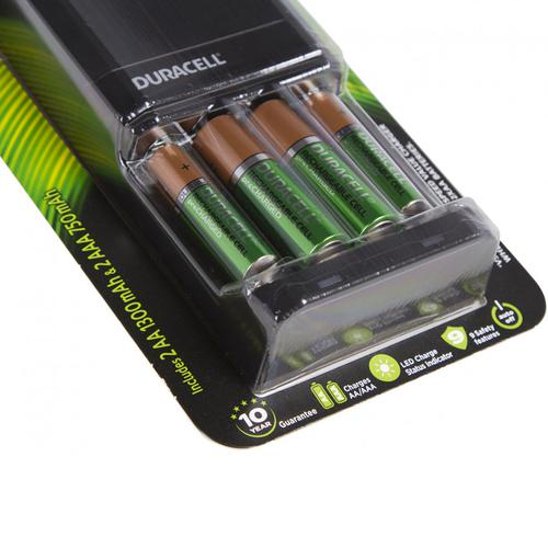 Duracell 1 Hour Battery Charger + 2 x 1300mAh AA, 2 x 750mAh AAA
