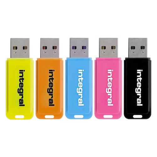 Integral 8GB Neon USB Flash Drives - 5 Pack FFP Â£14.99