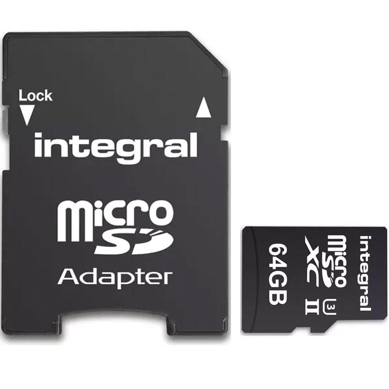 Integral 64GB UltimaPROX2 V60 Micro SD Card (SDXC) UHSII U3 + Adapter