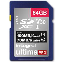 Integral 64GB UltimaPRO V30 Premium SD Card (SDXC) UHS-I U3 - 100MB/s