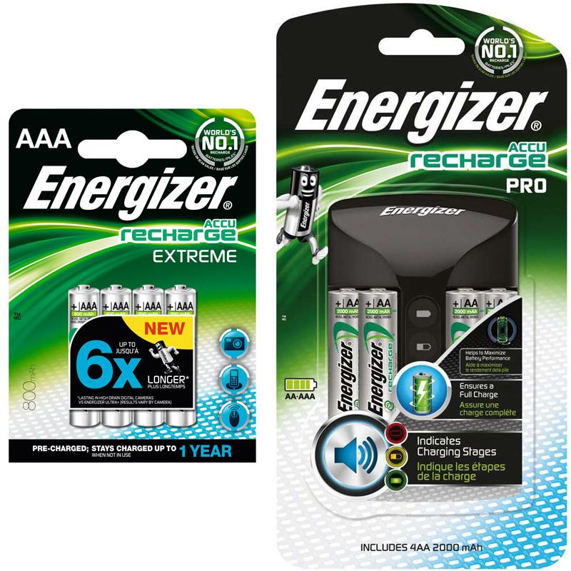 Energizer Accu Recharge PRO Battery Charger + 4 x AA 2000mAh, 4 x AAA