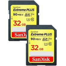 SanDisk 32GB Extreme Plus SDHC Card UHS-I U3 90MB/s - Twin Pack