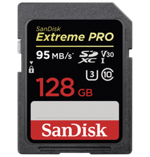 SanDisk 128GB Extreme PRO V30 SD Card (SDXC) UHS-I U3 - 95MB/s